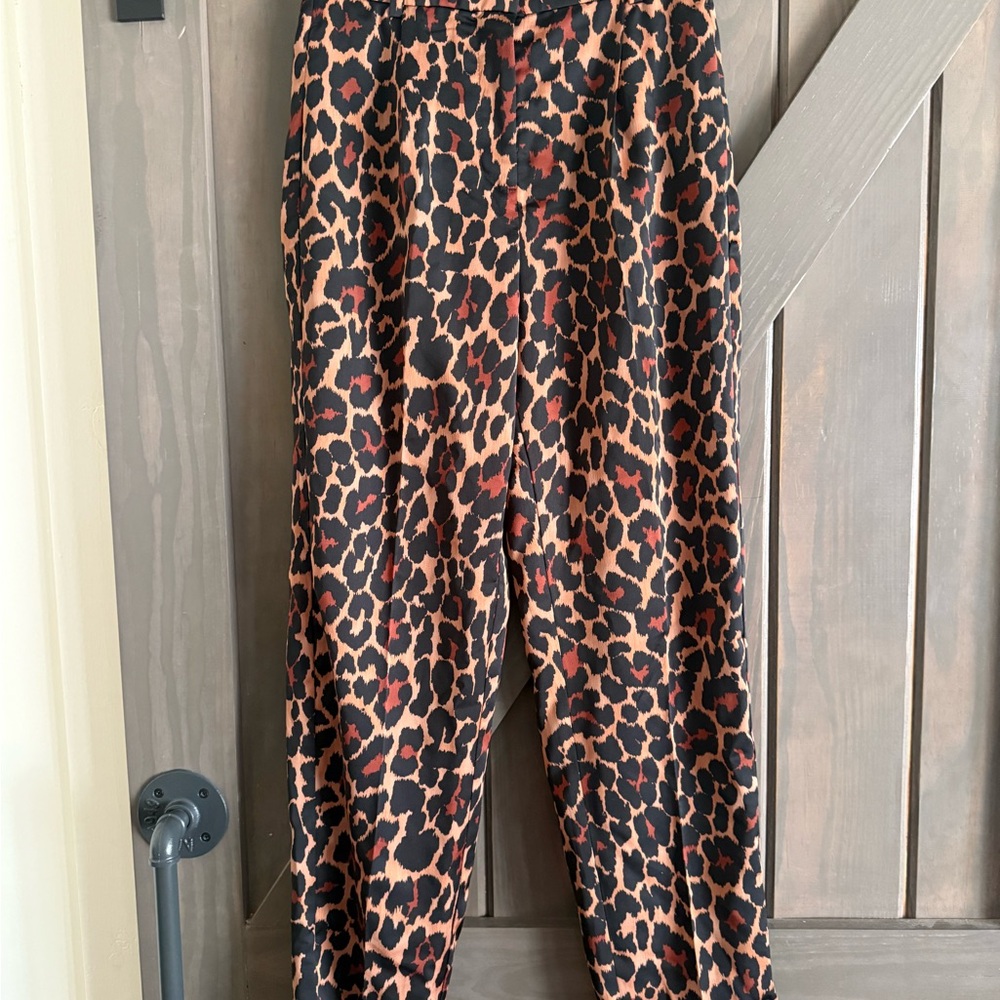 J. Crew Leopard Print Pants - Black and Brown